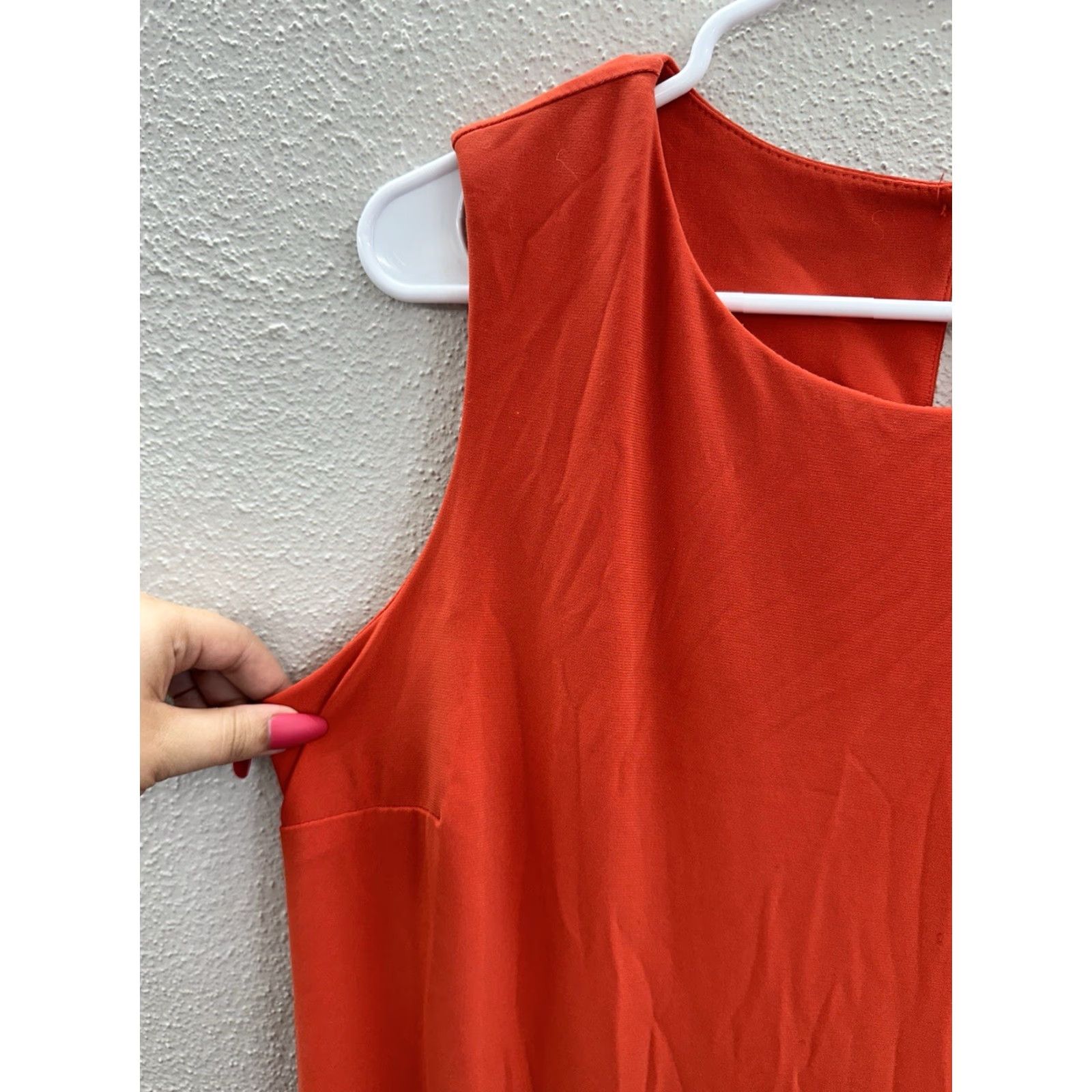 Vintage Emma & Michele Womens Dress Size Large Orange Midi Tank Dress Sleeveless Round Neck Casual Business Party/Cocktail Travel Workwear Size L / US 10 / IT 46 - 2 Thumbnail