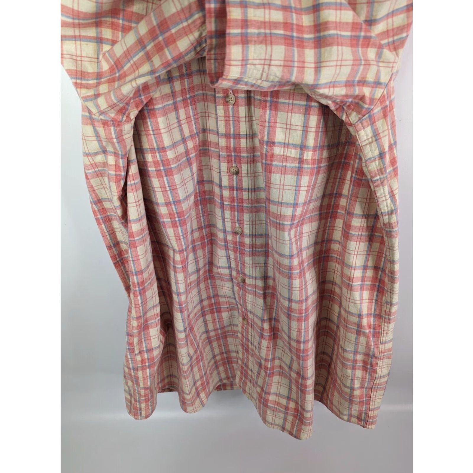 Vintage VINTAGE LL Bean Pink Plaid Sunwashed Canvas Short Sleeve Button Camp Shirt XLT #288700 Size US XL / EU 56 / 4 - 3 Thumbnail