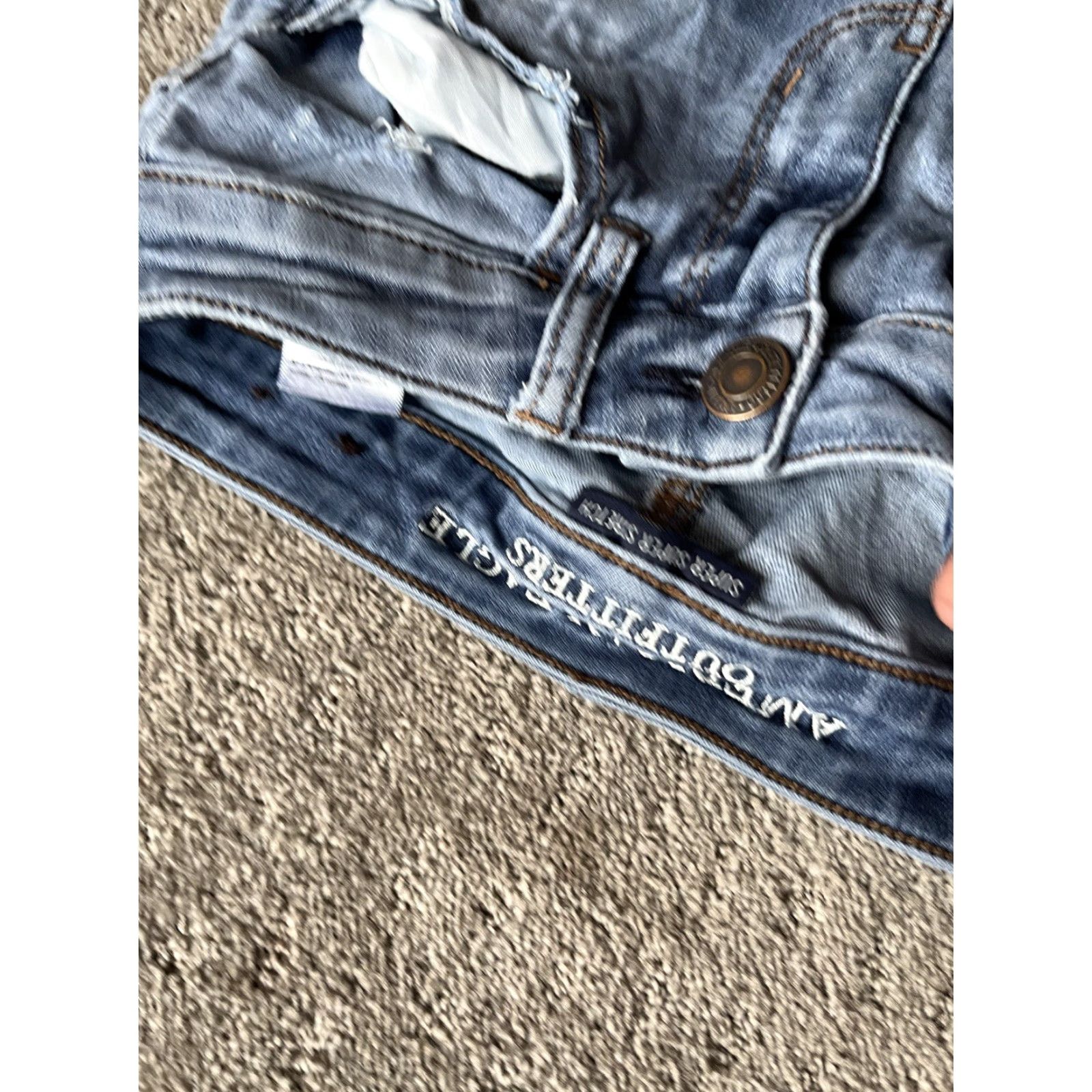 American Eagle Outfitters American Eagle Outfitters Jegging Dark Blue Distressed Crop Jeans Womens 4 High Rise 5-Pocket Denim Cotton Polyester Spandex Blue Size 27" / US 4 / IT 40 - 5 Thumbnail