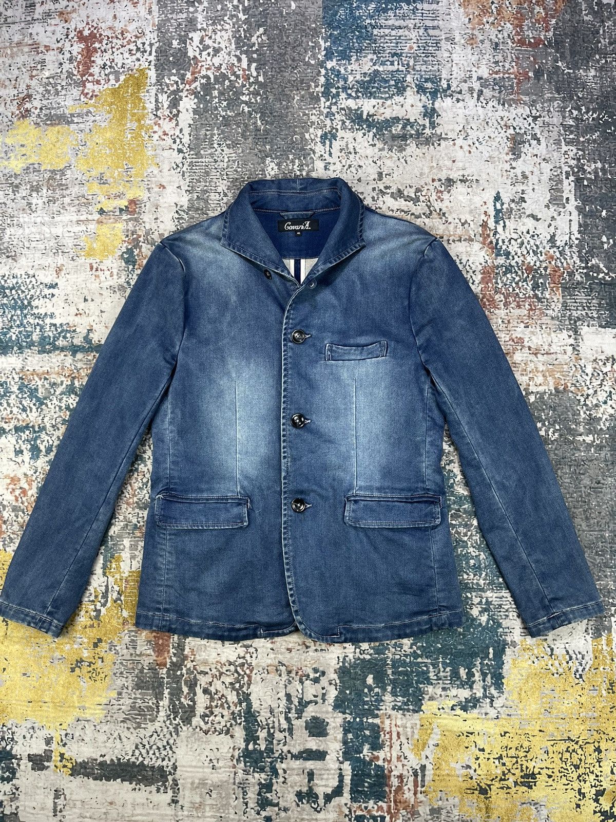 CavariA Reg Fit Distressed Denim Blazers