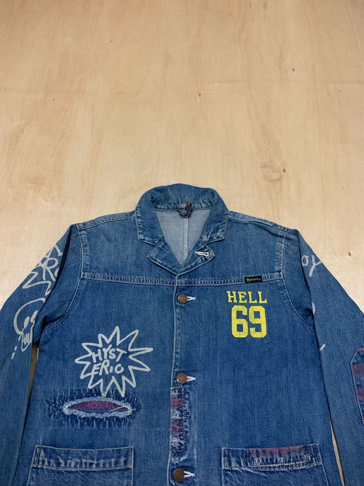 Hysteric Glamour × Japanese Brand Vintage Hysteric Glamour Distressed Denim Jakcet Size ONE SIZE - 2 Thumbnail