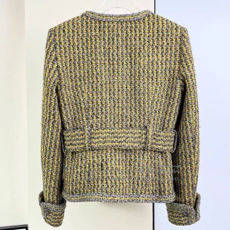 Chanel Chanel 17B yellow-gray tweed knitted belt jacket Size XXS / US 00 / IT 34 - 2 Thumbnail