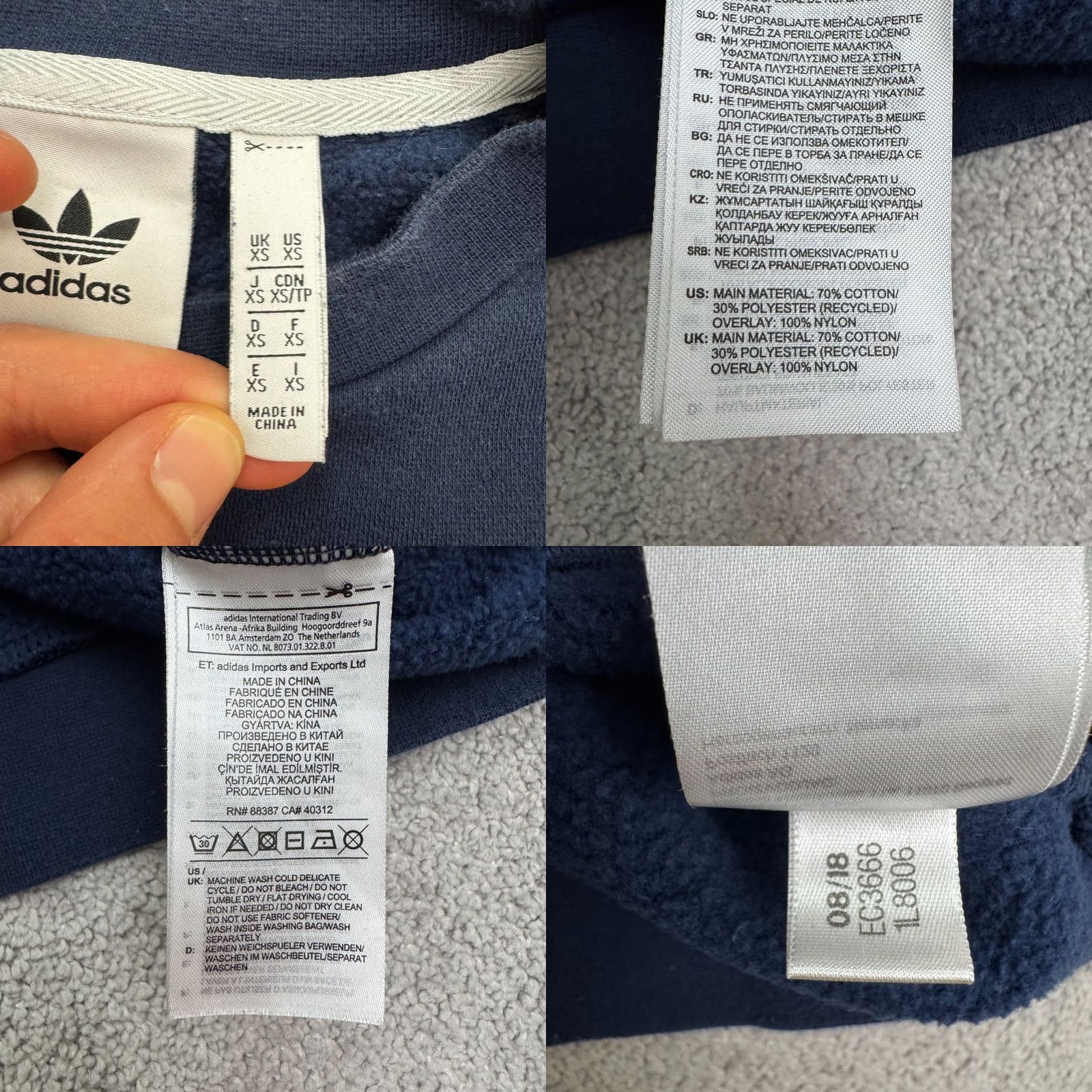 Adidas Adidas Originals Trefoil Graphic Pullover Crew Sweatshirt Mens XS Navy Blue Red Size US XS / EU 42 / 0 - 8 Thumbnail