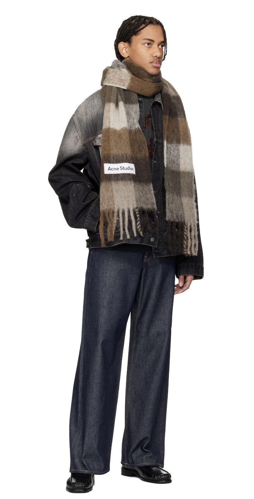 Acne Studios Brown Mohair Checked Scarf Size ONE SIZE - 3 Thumbnail