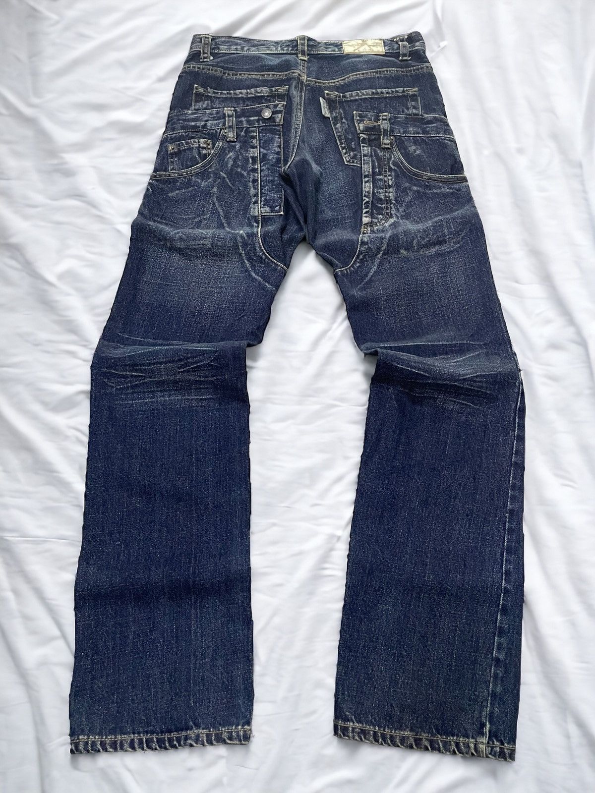 Japanese Brand Designez Japan Asymmetrical illustration Back At Front Jeans Size US 31 - 1 Thumbnail