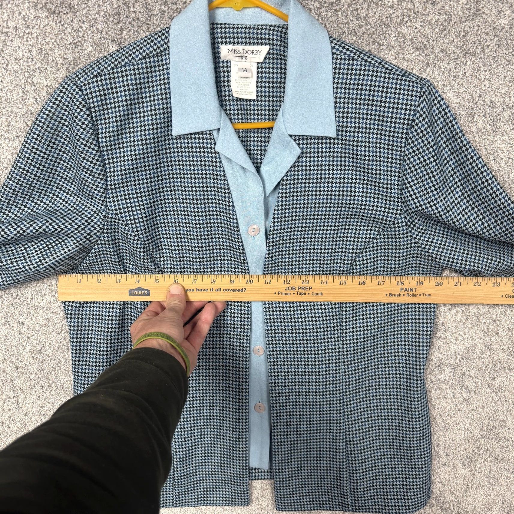 Vintage Miss Dorby Blazer 14 Blue Black Houndstooth Classic Office Career Light Academia Women Blazer Size XL / US 12-14 / IT 48-50 - 4 Thumbnail