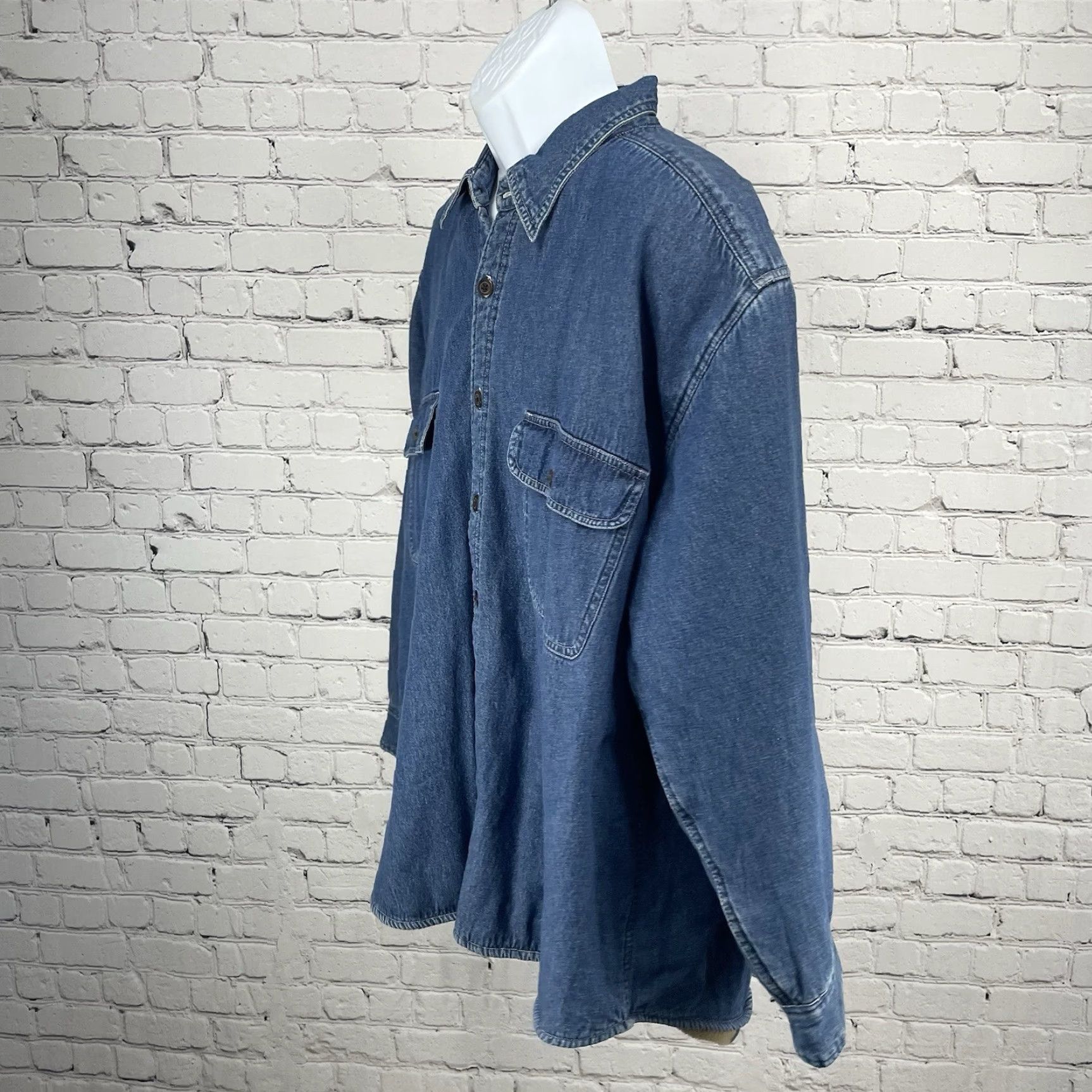 Denime Consensus Jacket Shacket Denim Button Up Fleece Lined Pockets Size XXL Men Blue 90s Vintage-Not Lined? Size US XXL / EU 58 / 5 - 4 Thumbnail
