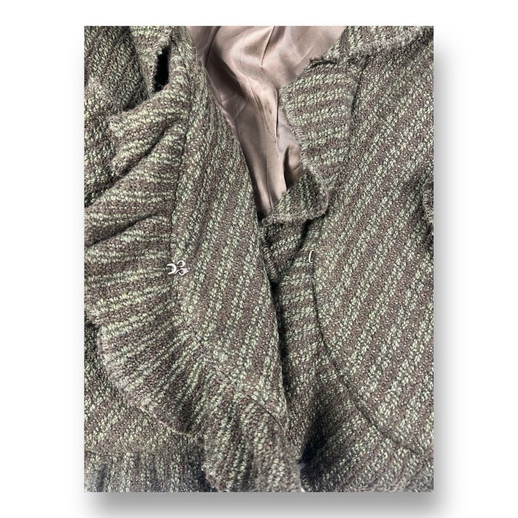 Zara Zara Tweed Ruffle Wool Blend Green Blazer Size Extra Large Size XL / US 12-14 / IT 48-50 - 7 Thumbnail