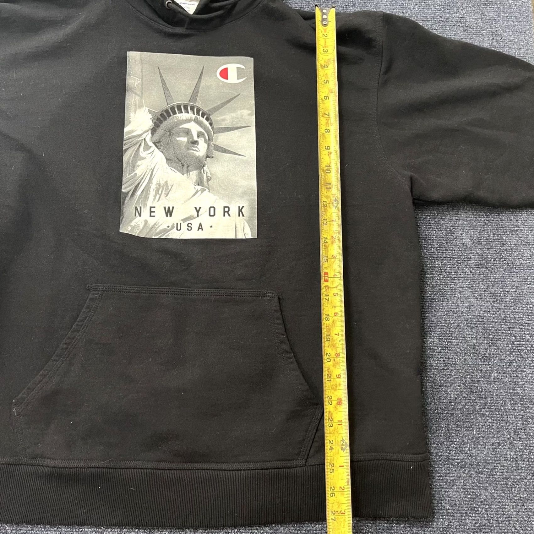 Champion Champion Hoodie Mens 2XL Black New York USA Statue of Liberty Graphic Pullover Size US XXL / EU 58 / 5 - 6 Thumbnail