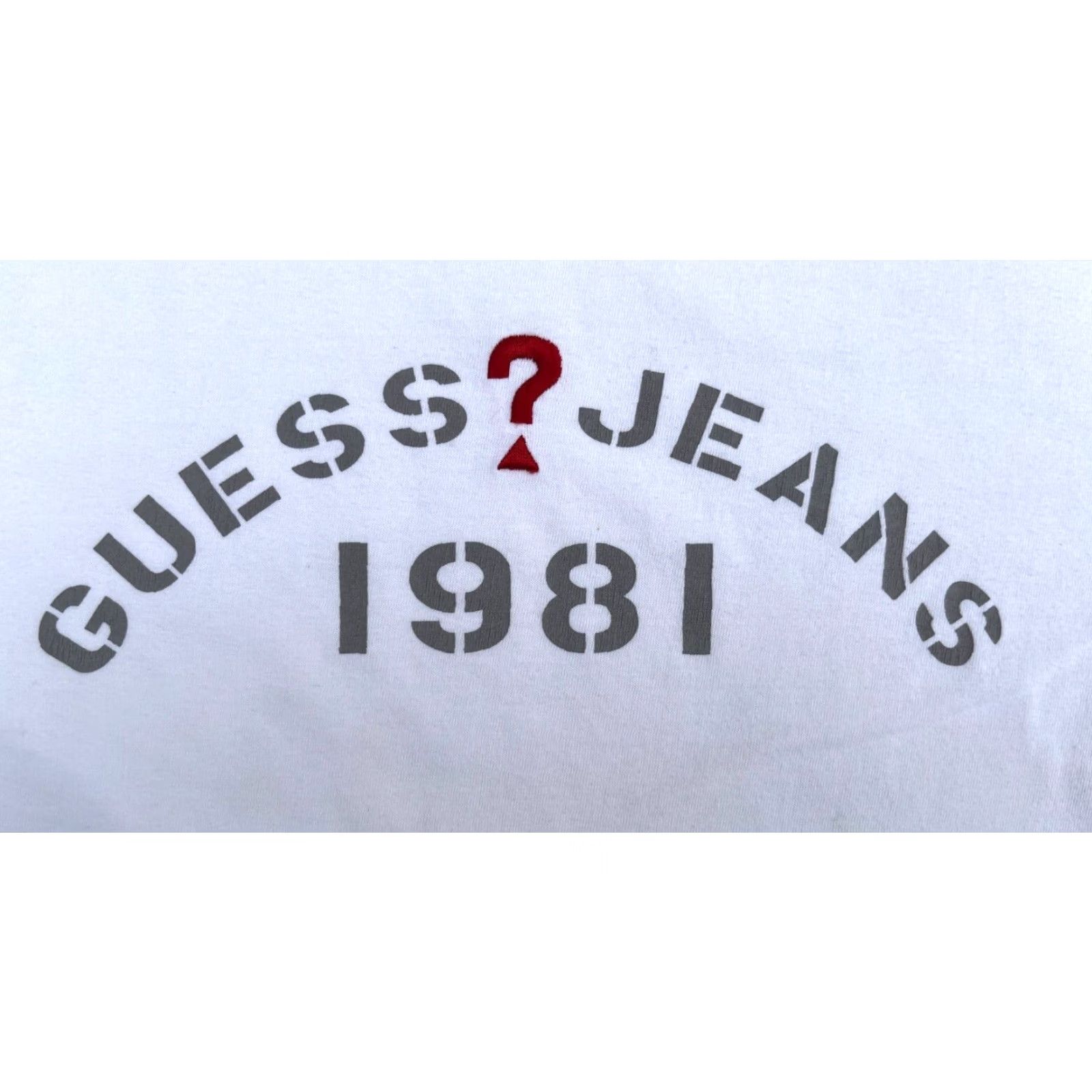 Guess GUESS Men's T-Shirt Vintage 1981 USA White Cotton Short Sleeve Crew Neck Size M Logo 90s Decade Theme Size US M / EU 48-50 / 2 - 3 Thumbnail
