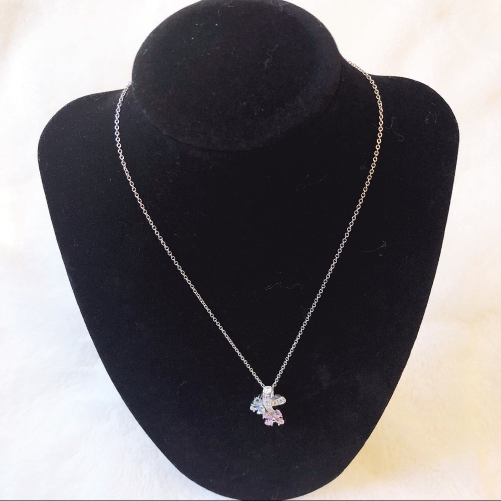 Other Sterling Silver Multi Crystals Flowers Necklace Size ONE SIZE - 10 Thumbnail