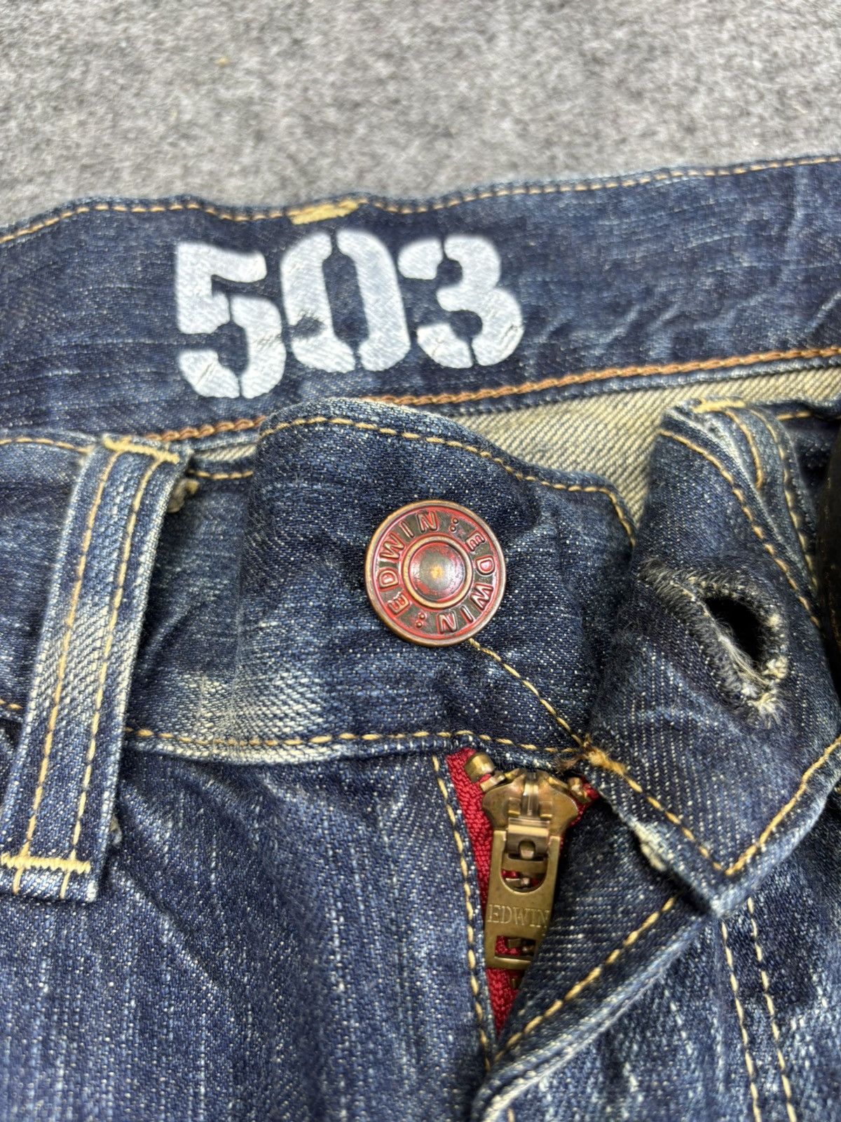 Edwin 💥Flare💥Archival Edwin 503 Full Fades Character Denim F845 Size US 34 / EU 50 - 7 Thumbnail