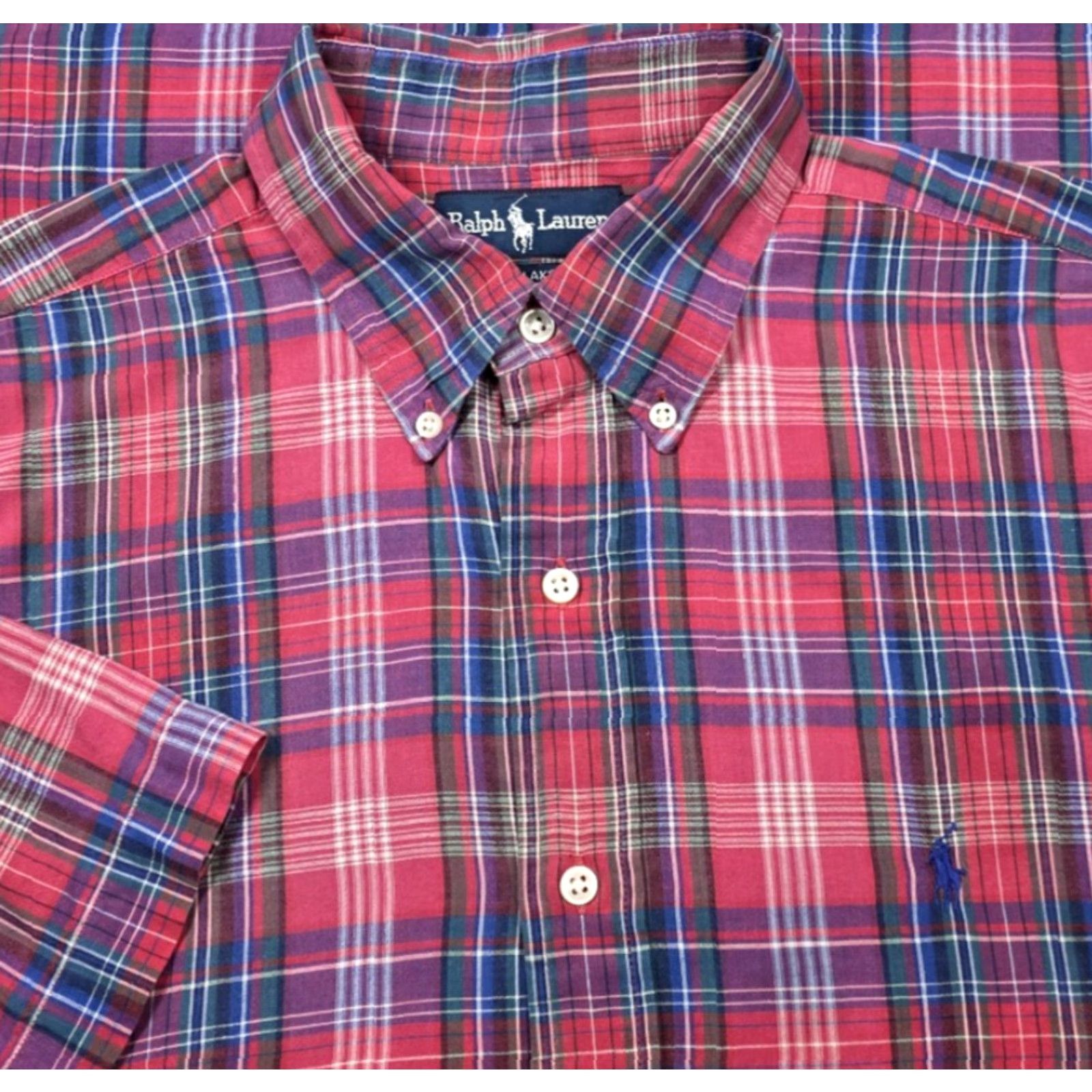 Polo Ralph Lauren VTG Ralph Lauren Polo Blake Button-Up Short Sleeve Men L Madras Red Plaid Shirt Size US L / EU 52-54 / 3 - 2 Thumbnail