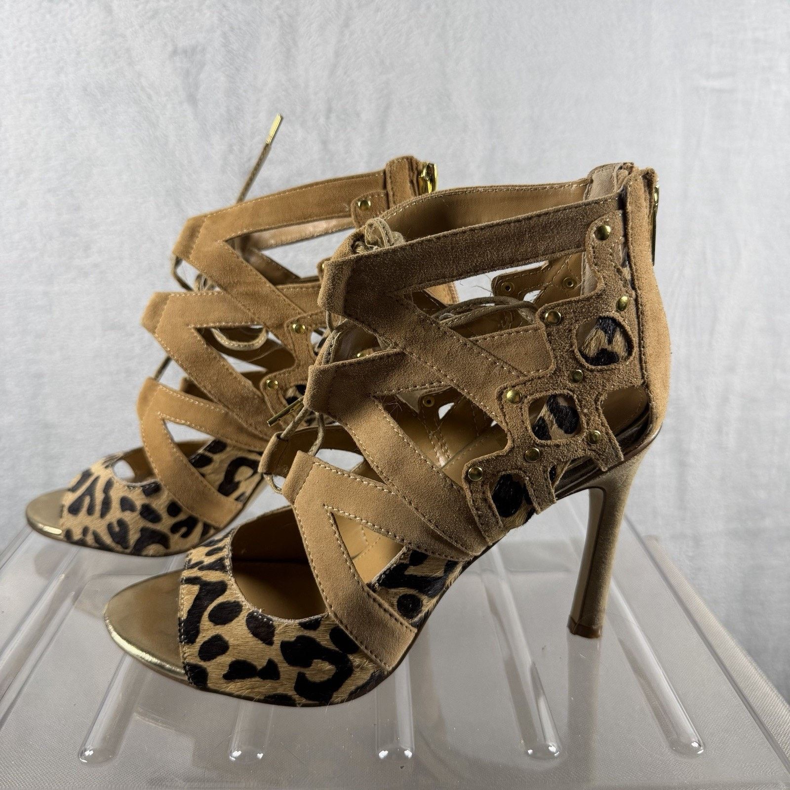 Dolce Vita Dolce Vita Strappy Stiletto Heels Women’s 7 Tan Leopard Y2K Size US 7.5 / IT 37.5 - 5 Thumbnail