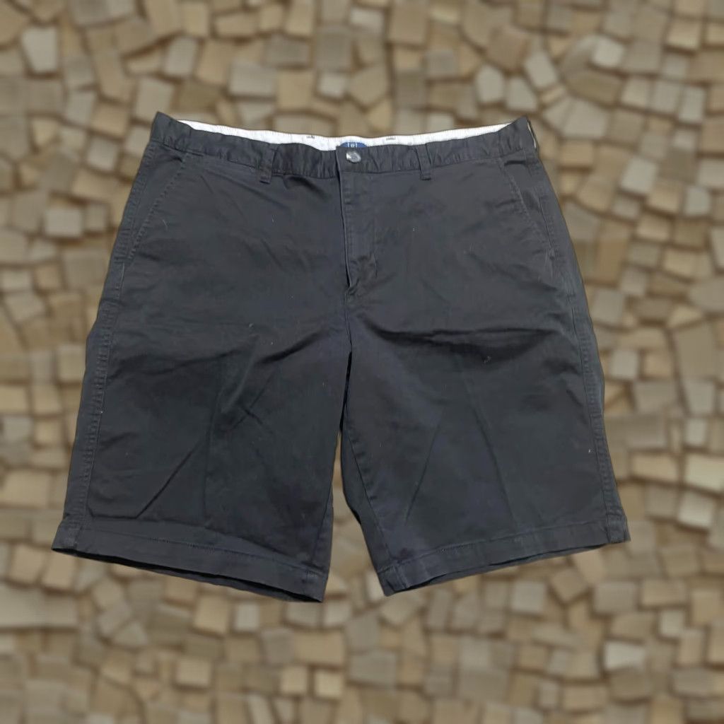 George George Shorts Men's 38 Black Flat Front Casual Pockets Regular Inseam 9in Chino Pants Mens Size US 38 / EU 54 - 1 Thumbnail