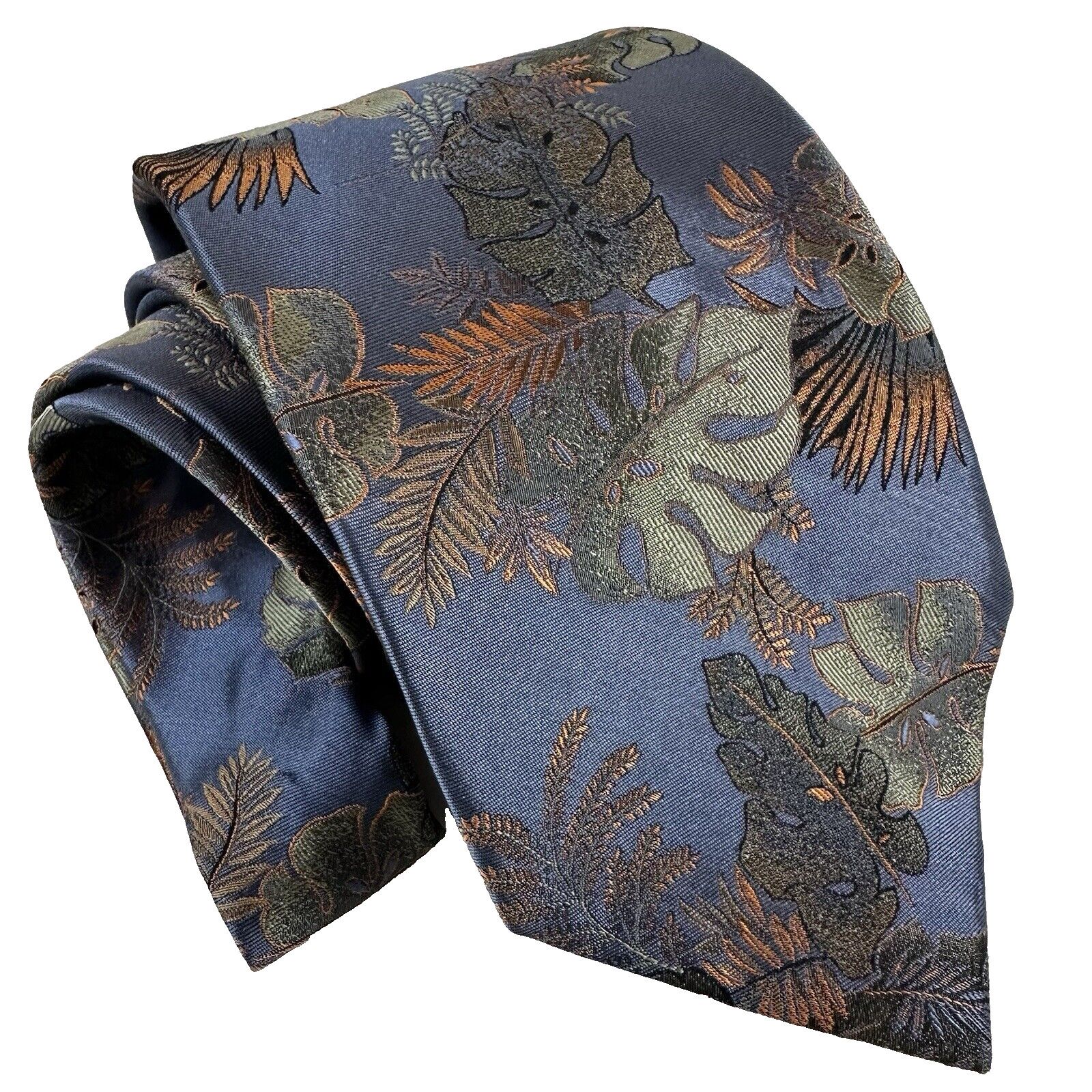 Other Tropicals by Tango Tie Handmade Silk Blue w/Green/Leaves Size ONE SIZE - 1 Thumbnail