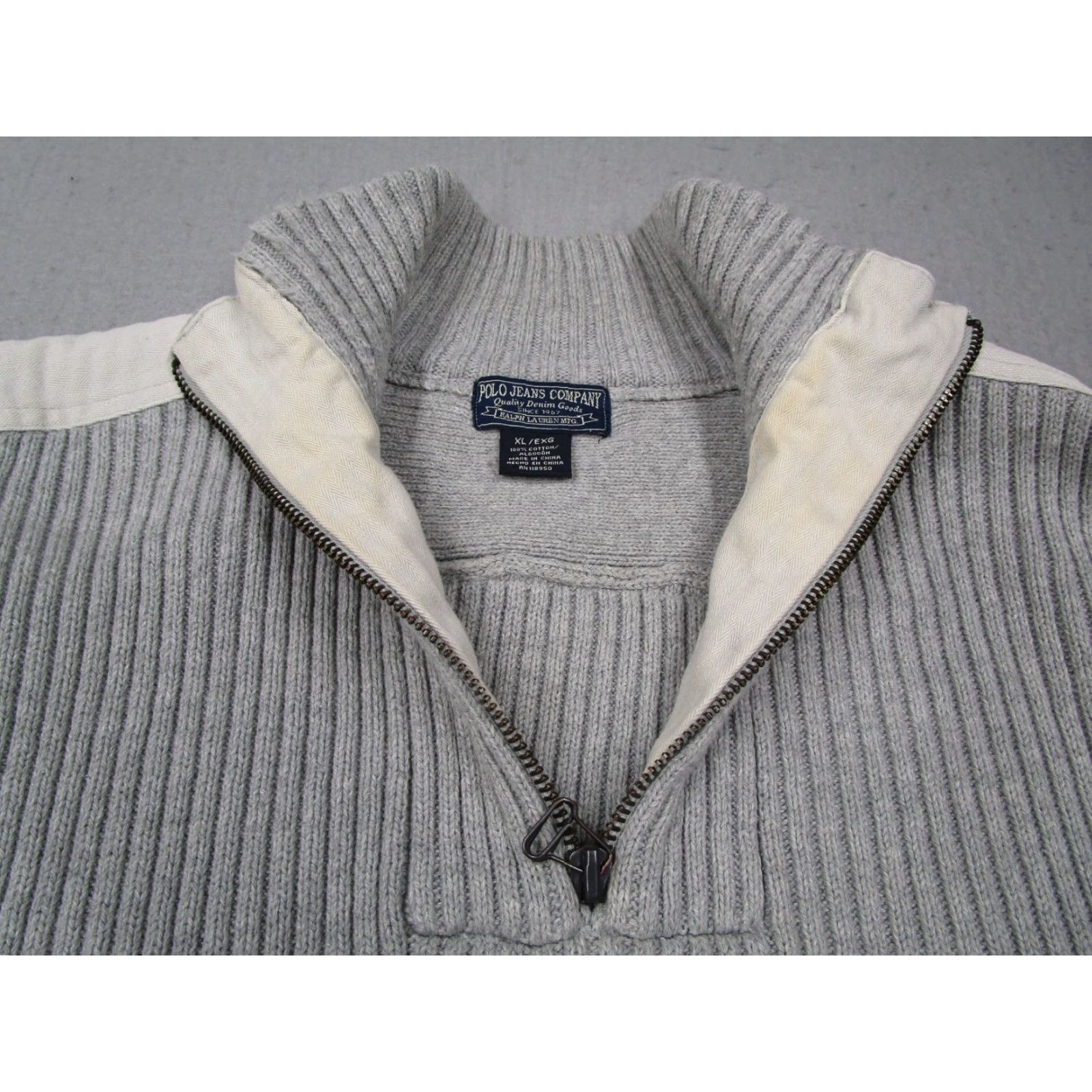 Polo Ralph Lauren VINTAGE Polo Ralph Lauren Sweater Mens XL Gray 1/4 Zip Pullover Knit All Seasons Casual Fashion Size US XL / EU 56 / 4 - 2 Thumbnail
