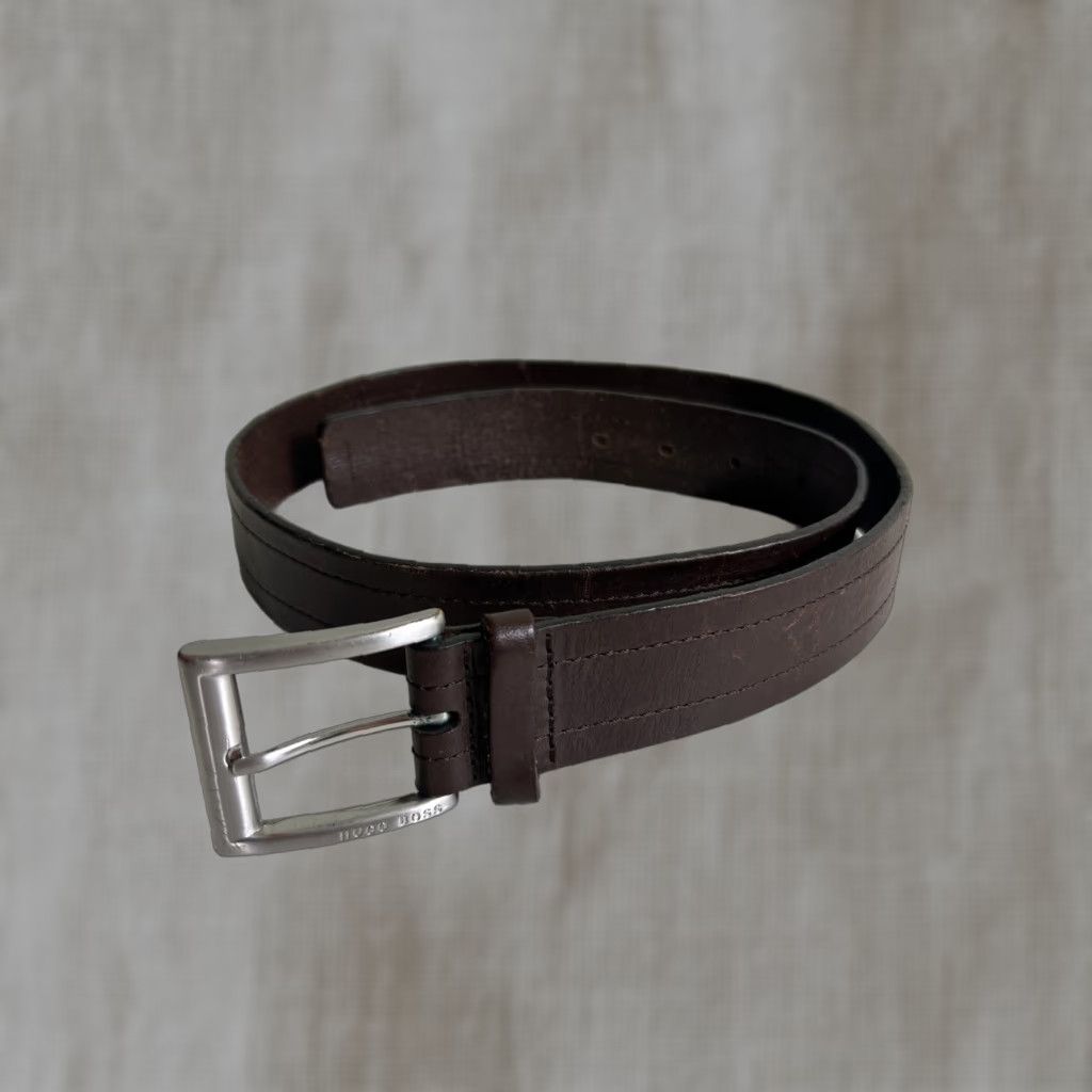 Hugo Boss HUGO BOSS Belt Leather Cow Skin Brown 30 Men Leather Belt Brown Hugo Boss Mens 30 Size 30 - 1 Thumbnail