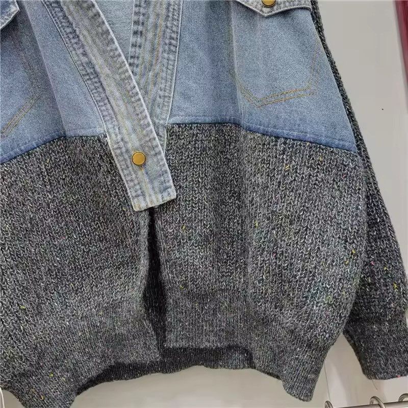 Japanese Brand Streetwear Designer Knit Loose Patchwork V-Neck Denim Jacket Size US S / EU 44-46 / 1 - 4 Thumbnail