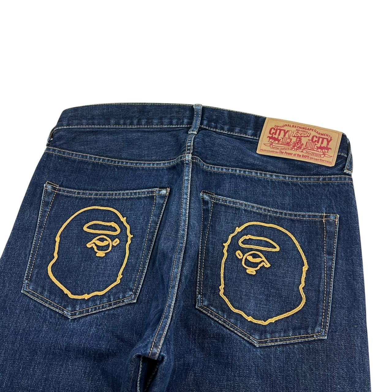Bape Vintage Bape Embroidered Ape Head Denim Jeans - Waist: 34” Size US 34 / EU 50 - 3 Thumbnail