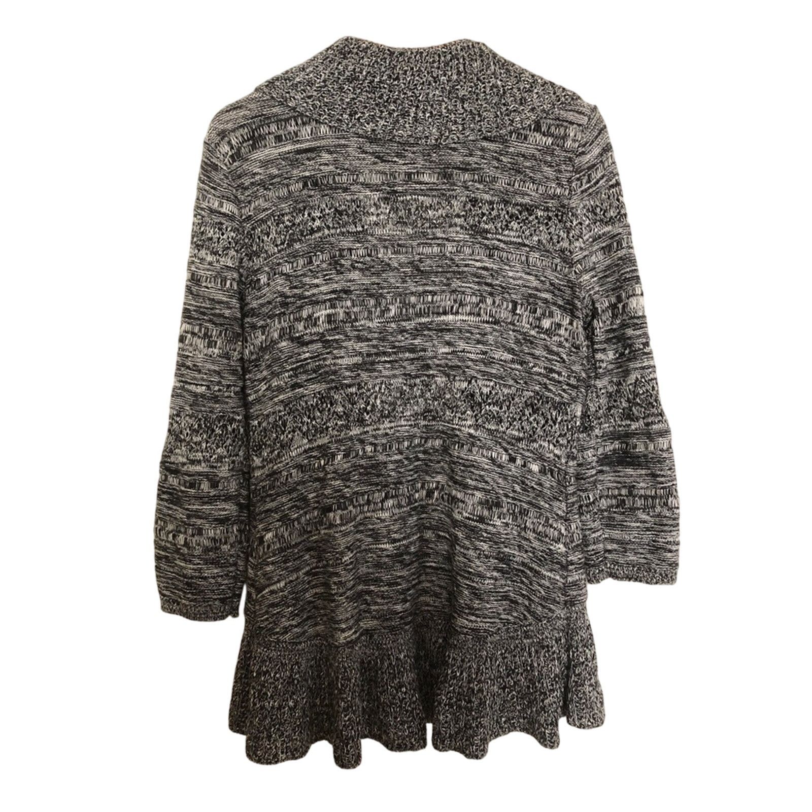 Other Style & Co. Knit Black Gray White Draped Cardigan Sweater Size L / US 10 / IT 46 - 2 Thumbnail