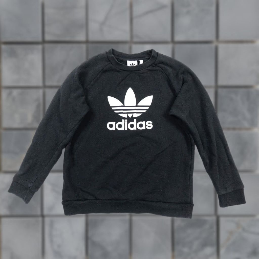 Adidas VINTAGE Adidas Sweatshirt Adult Medium Black Trefoil Warm-Up Crew Neck Mens Size US M / EU 48-50 / 2 - 1 Thumbnail