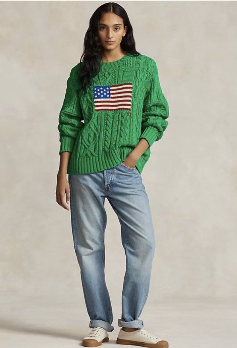 Polo Ralph Lauren Polo Ralph Lauren Aran-Knit Flag Cotton Sweater size M Size M / US 6-8 / IT 42-44 - 3 Thumbnail