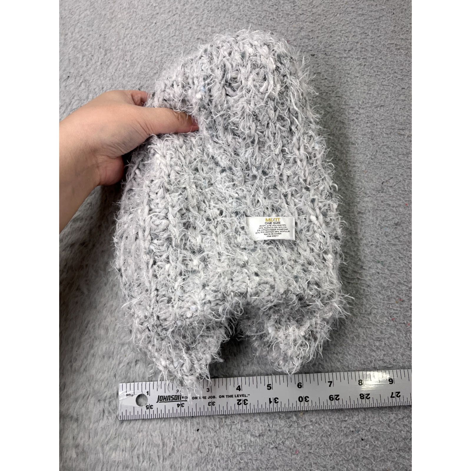 Vintage Mixit Beanie Womens One Size Light Gray Knit Acrylic Blend Fuzzy Ski Pom Hat Beanie Womens Winter Light Gray Ski Womens Size ONE SIZE - 6 Thumbnail