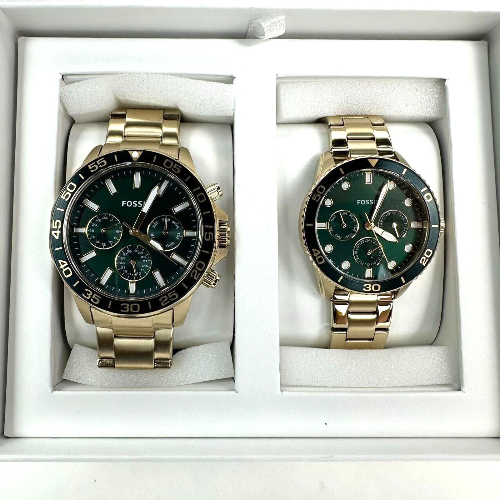 Fossil Fossil Golden Green Chronograph Stainless Steel Watch Set Size ONE SIZE - 7 Thumbnail