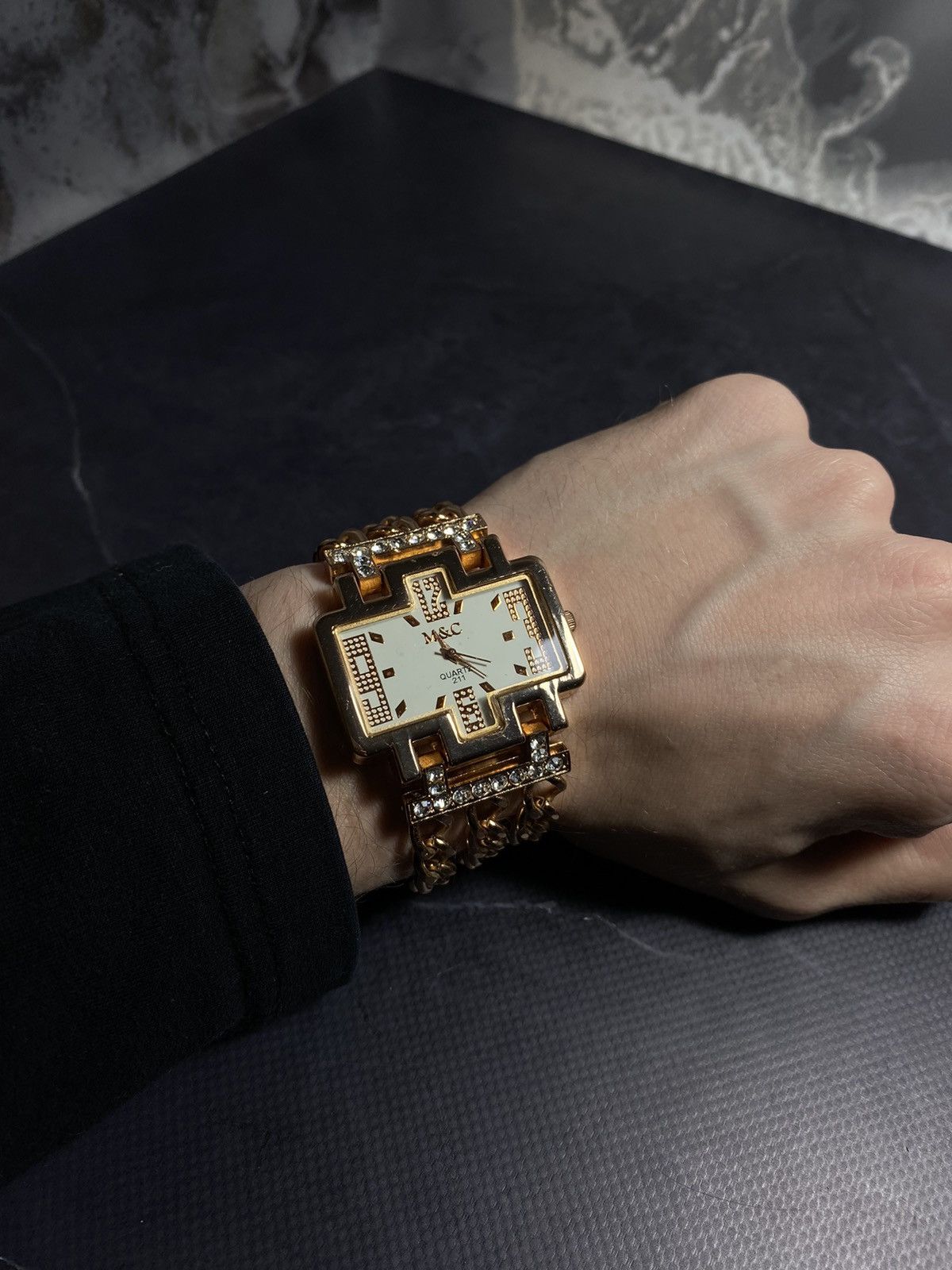 Jewelry Vintage M&C Gold Plated Watch with Crystal Details✨ Size ONE SIZE - 2 Thumbnail