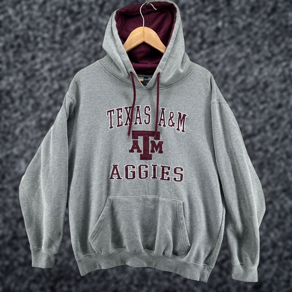 Vintage Colosseum Pullover Hoodie Texas A&M Aggies Gray Men's Large Long Sleeve Pockets Size US L / EU 52-54 / 3 - 1 Thumbnail