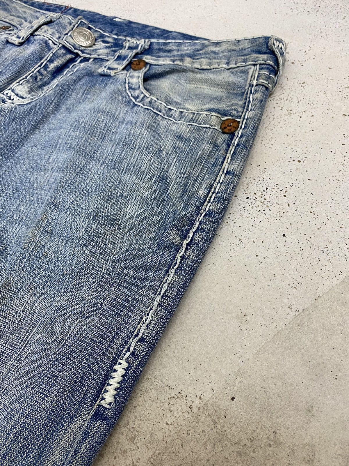 Hysteric Glamour Flare True Religion Japan Light Blue Distressed Denim Size US 31 - 8 Thumbnail