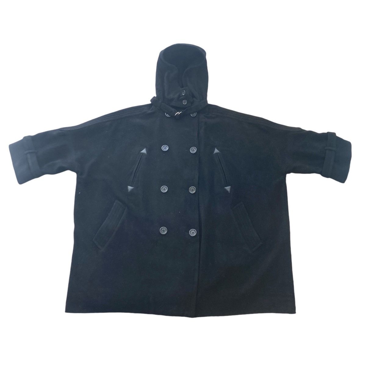 Tsumori Chisato TSUMORI CHISATO WOOL PEACOAT PONCHO WITH HOOD Size L / US 10 / IT 46 - 3 Thumbnail