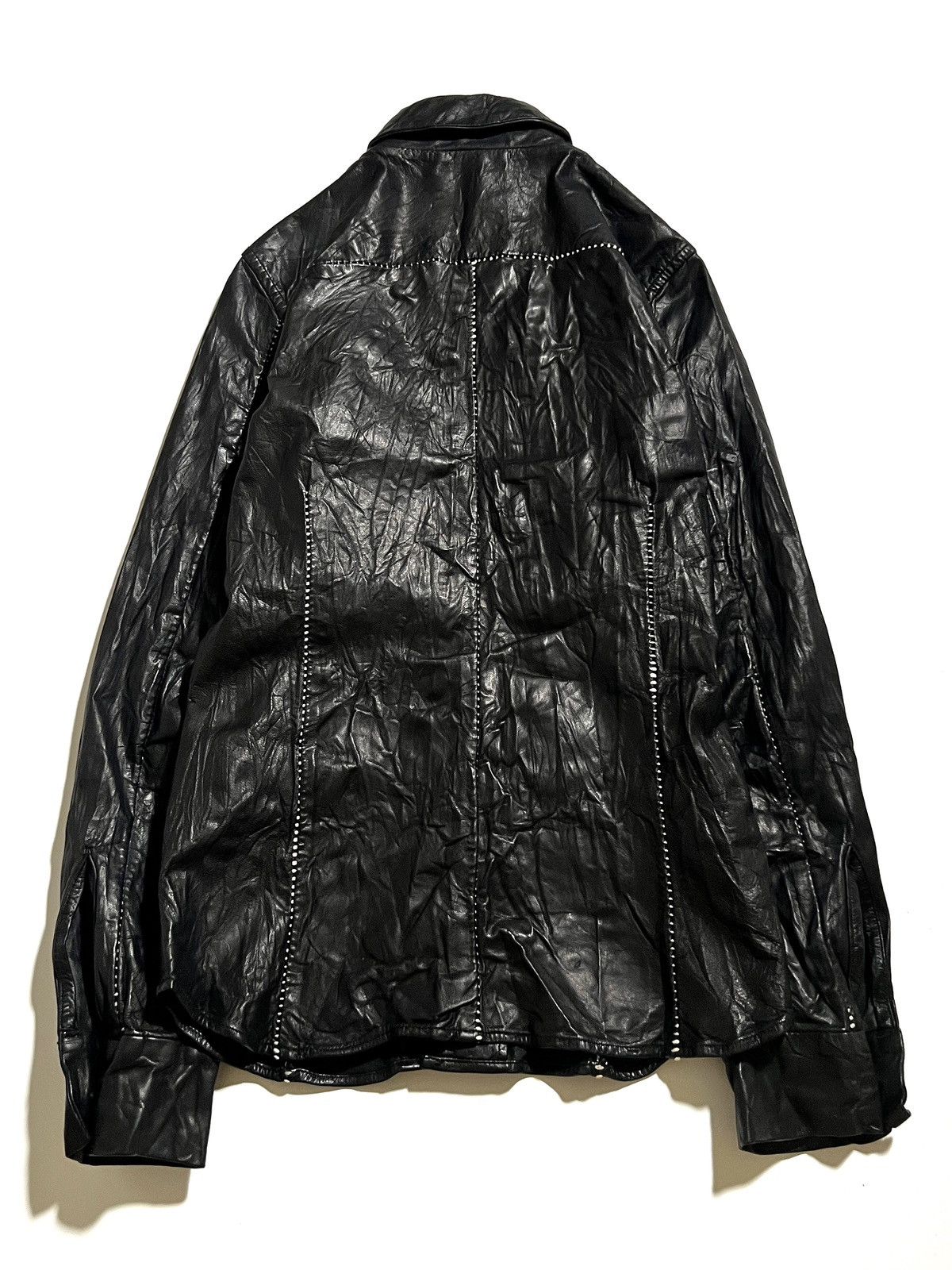 Japanese Brand ONE GRAVITY Black Goatskin Shirt Jacket White Stitching Size US S / EU 44-46 / 1 - 8 Thumbnail