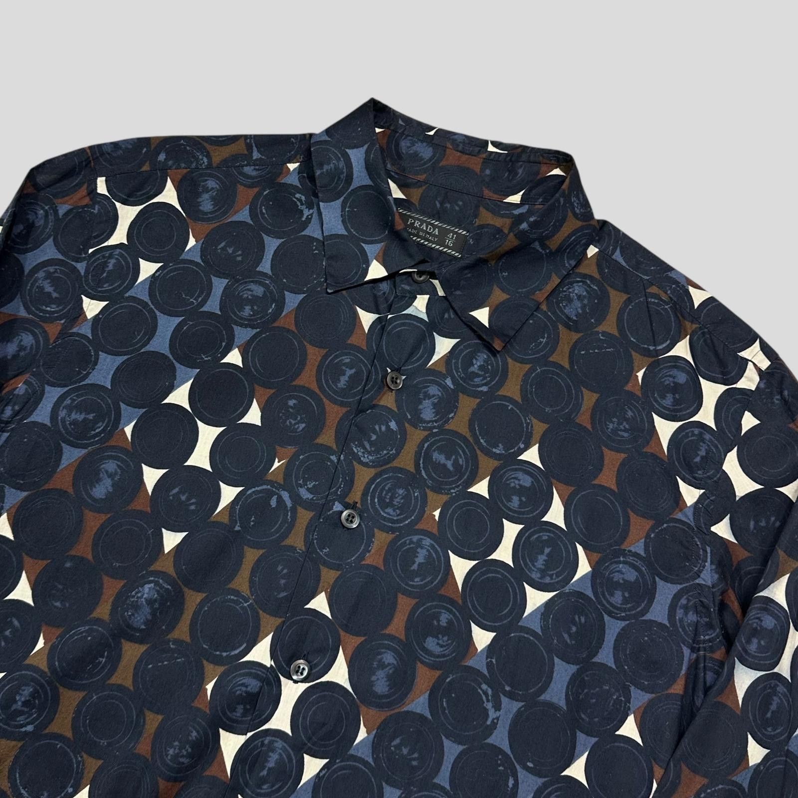 Prada Prada Milano 2006 Diamond and Dots Plaid Print Shirt - M/L Size US M / EU 48-50 / 2 - 2 Thumbnail