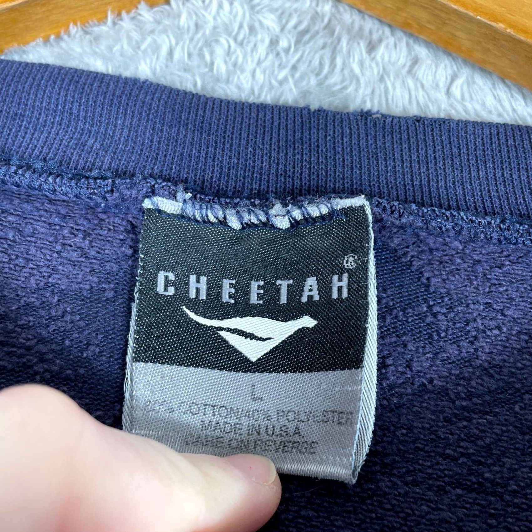 Vintage VINTAGE Cheetah Crewneck Sweatshirt Mens Blue Pullover Made USA 90s Blank Size US L / EU 52-54 / 3 - 3 Thumbnail