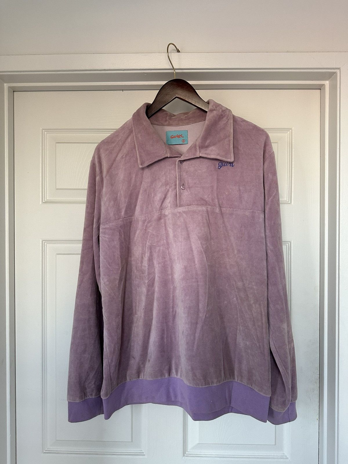 Other Guiri - Violet Velour Polo Sweater Size US M / EU 48-50 / 2 - 1 Thumbnail