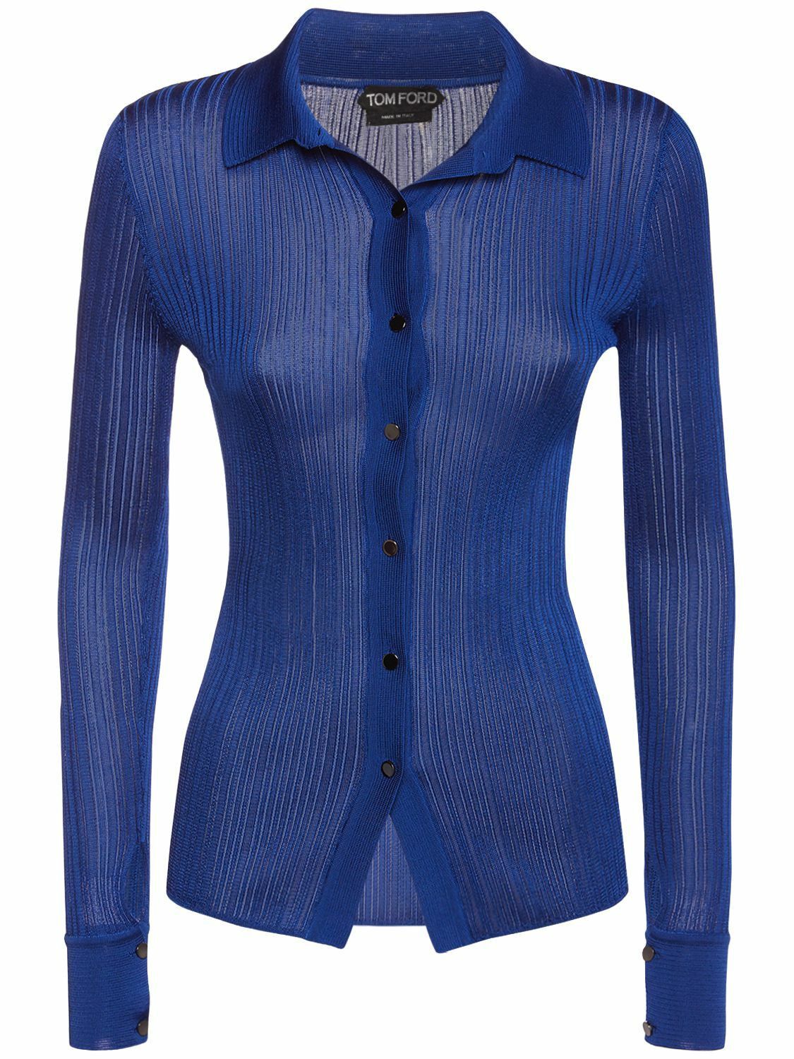 Tom Ford o1y0226 Solid Color Shirt in Blue Size XS / US 0-2 / IT 36-38 - 1 Thumbnail