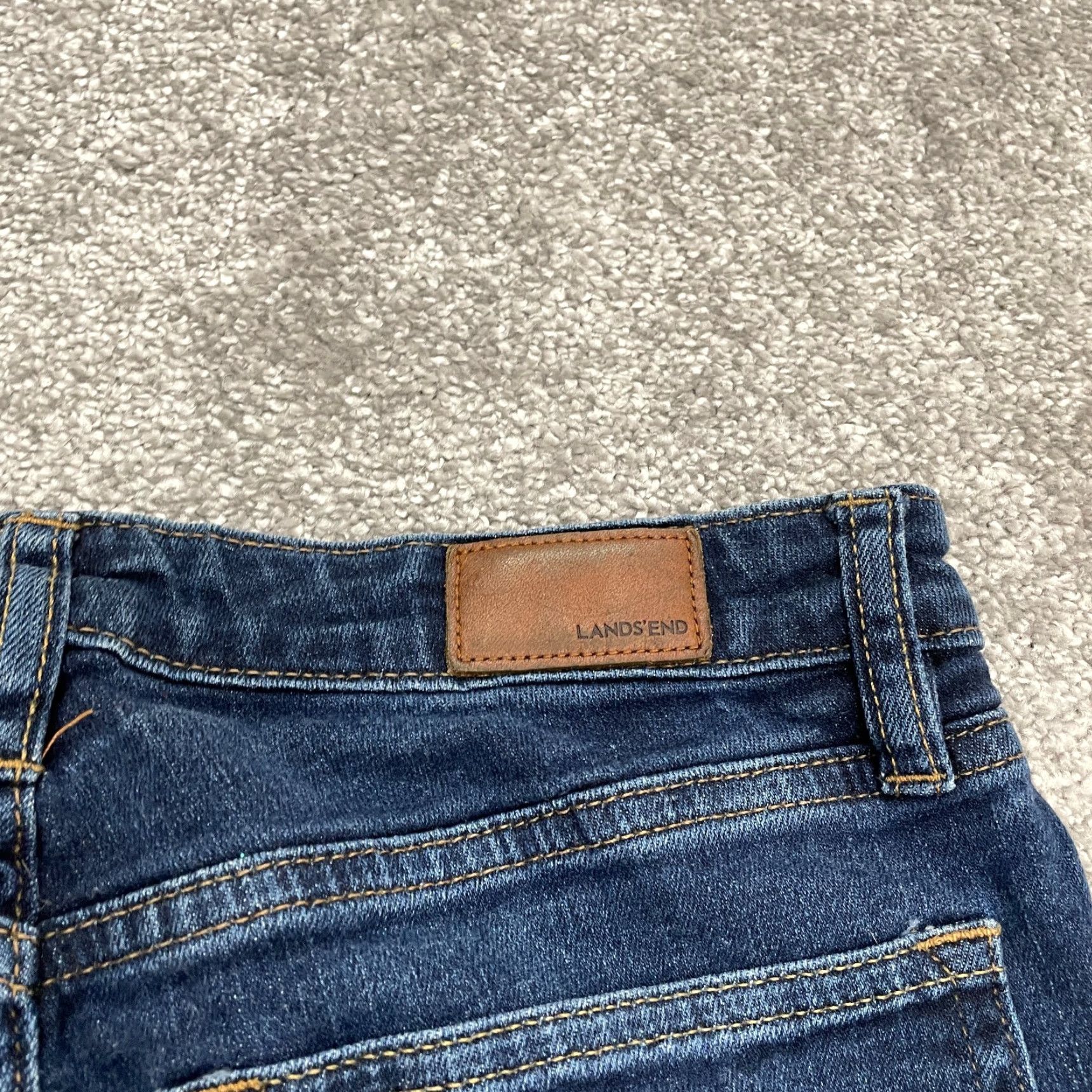 Lands' End Lands' End Jeans Womens 4 Mid Rise Straight Denim 28x29.5 Blue Dark Wash Cotton 5-Pocket Classic Size 27" / US 4 / IT 40 - 4 Thumbnail