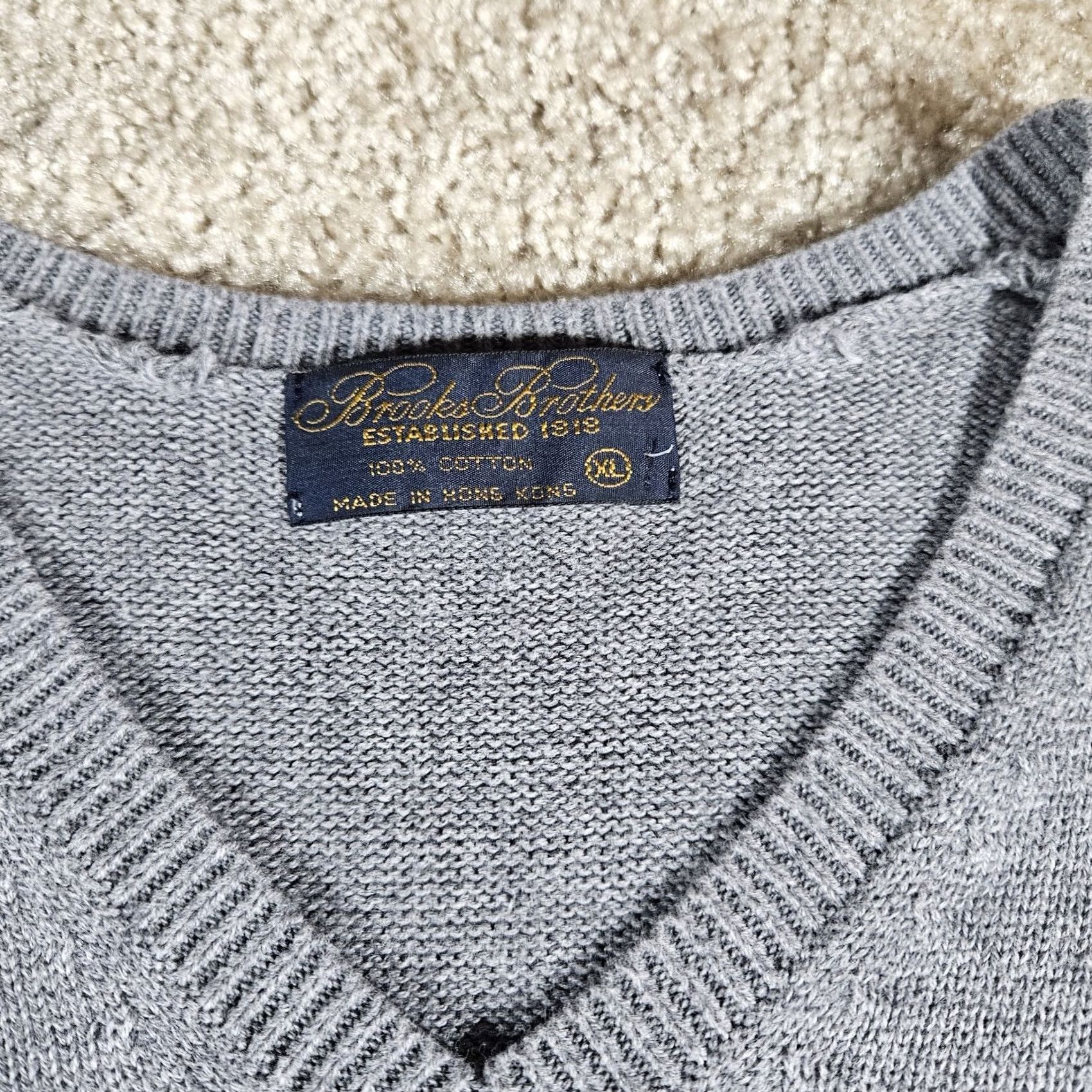 Brooks Brothers Brooks Brothers Gray Cotton Sweater Vest Mens V Neck XL Size US XL / EU 56 / 4 - 3 Thumbnail