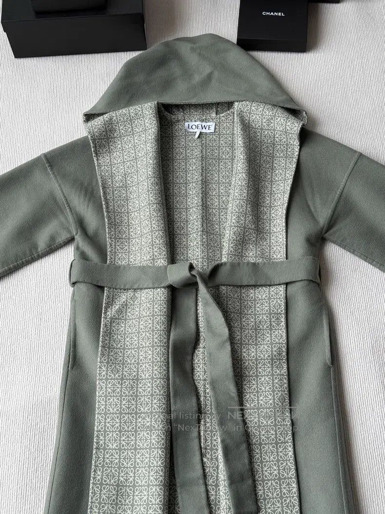 Loewe Loewe Gray-green printed wool coat Size XXS / US 00 / IT 34 - 2 Thumbnail