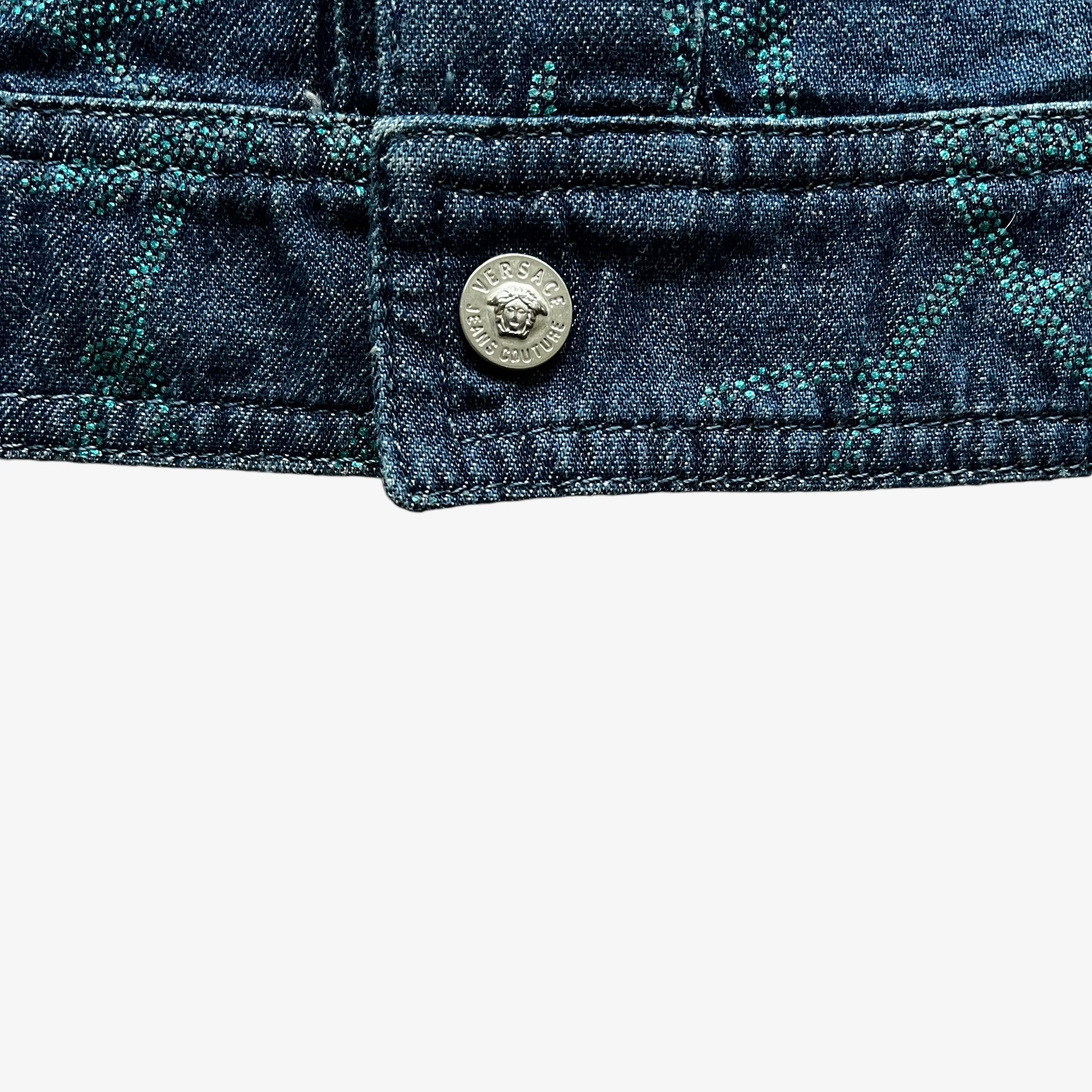 Versace Vintage 90s Women's Versace Sequin Tree Branch Denim Jacket Size S / US 4 / IT 40 - 5 Thumbnail