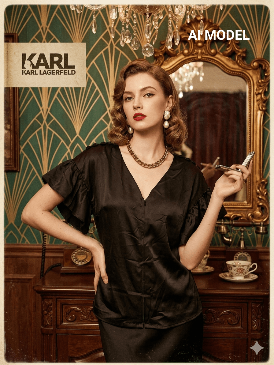 Karl Lagerfeld Vintage Y2K Karl Lagerfeld Black Blouse Size S / US 4 / IT 40 - 1 Thumbnail
