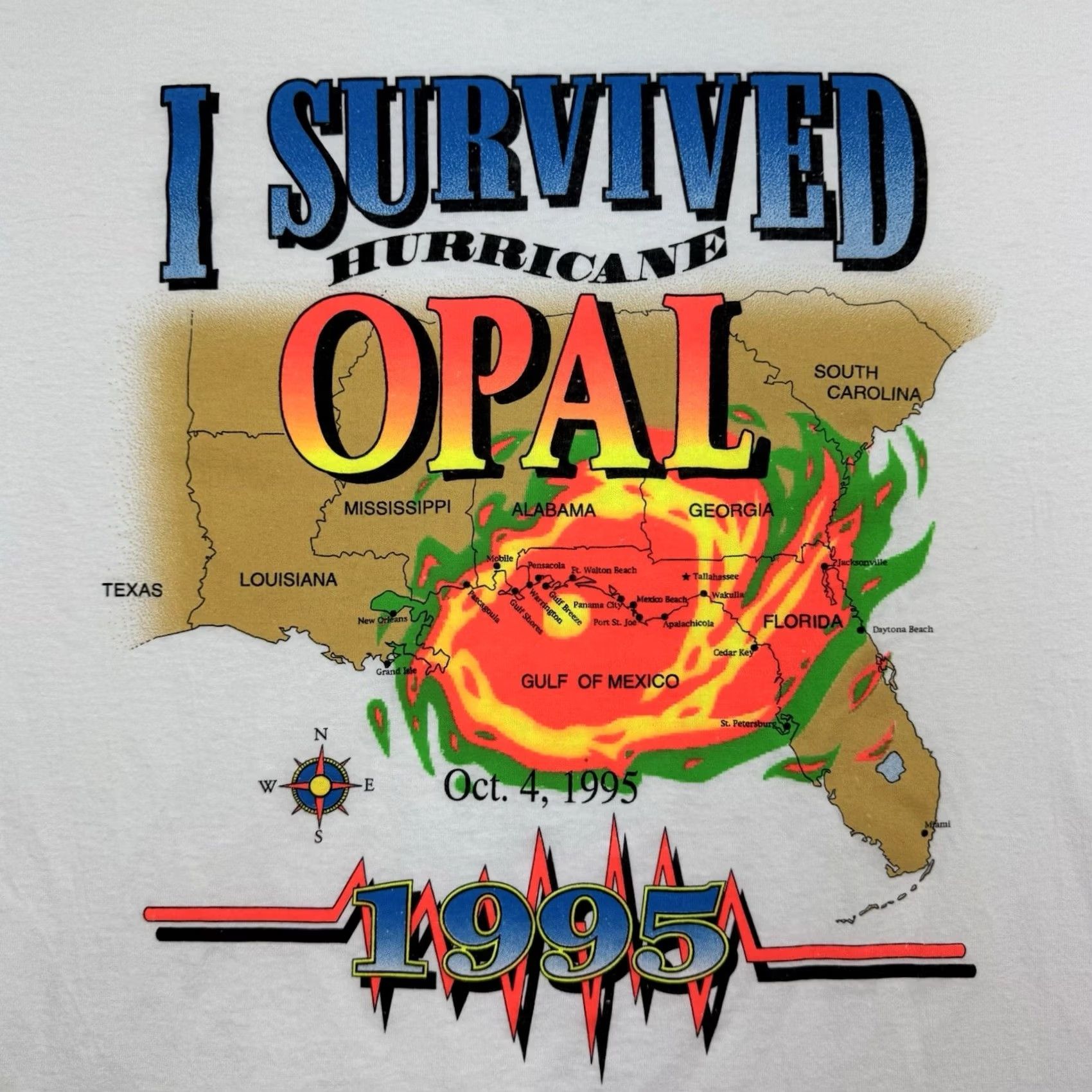 Hanes Vintage Hanes T-Shirt Opal White I Survived Storm 1995 Outdoor 90s Mens XL Crew Neck Short Sleeve Cotton Polyester Regular Weather Nature Shirt Size US XL / EU 56 / 4 - 3 Thumbnail