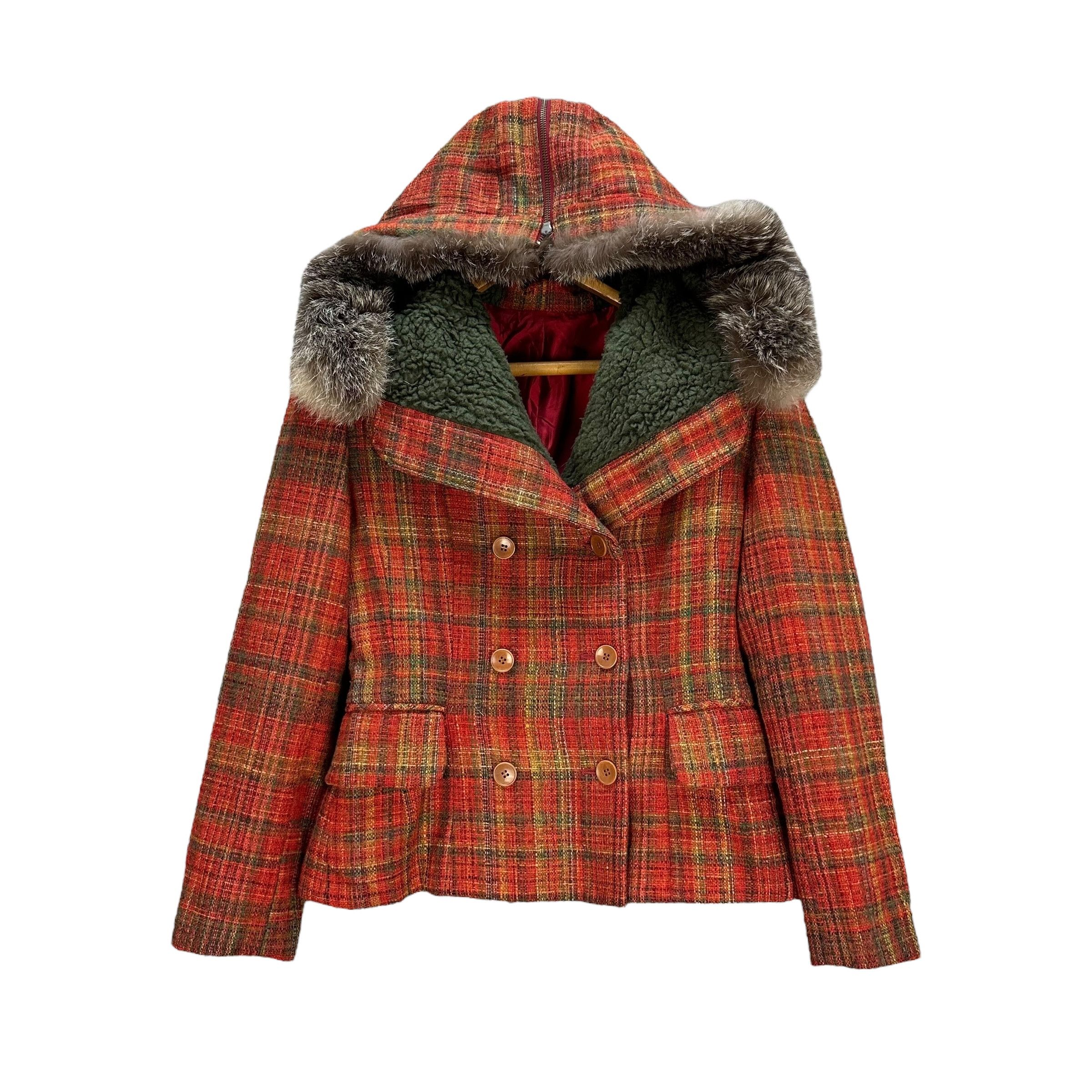 Hysteric Glamour Hysterics Tartan Double Breasted Hooded Jacket #A15-0378 Size S / US 4 / IT 40 - 1 Thumbnail