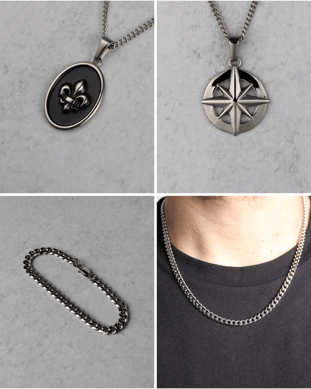 Jewelry Silver Jewelry Set - Pendants, Chain & Bracelet Size ONE SIZE - 1 Thumbnail