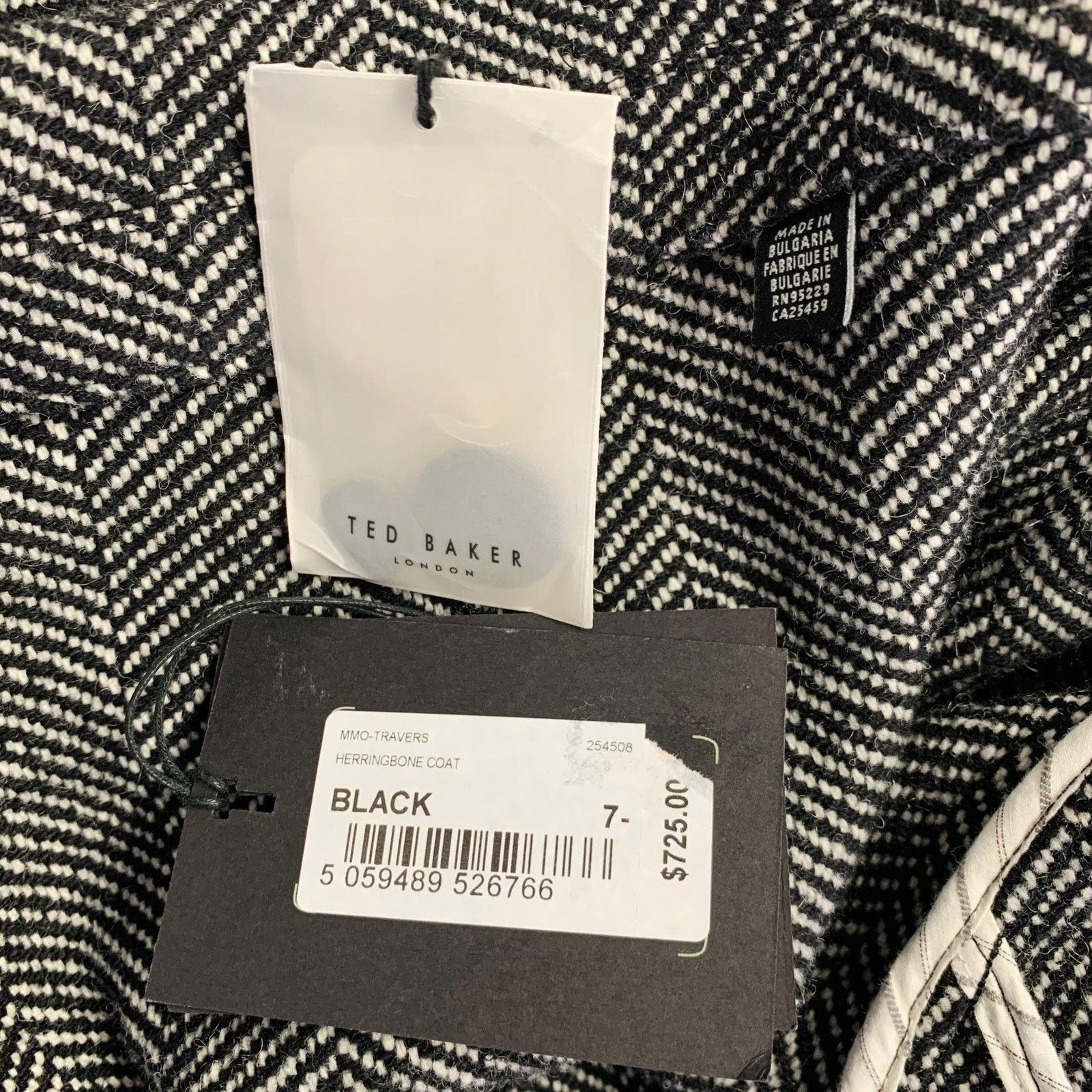 Ted Baker TED BAKER Size XXXL Black White Herringbone Wool Blend Coat Size US XXL / EU 58 / 5 - 4 Thumbnail