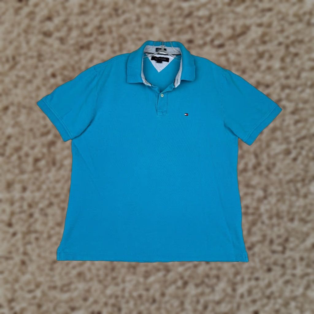 Tommy Hilfiger Tommy Hilfiger Polo Shirt Men Blue Cotton Extra Large Custom Fit Short Sleeve Size US XL / EU 56 / 4 - 1 Thumbnail