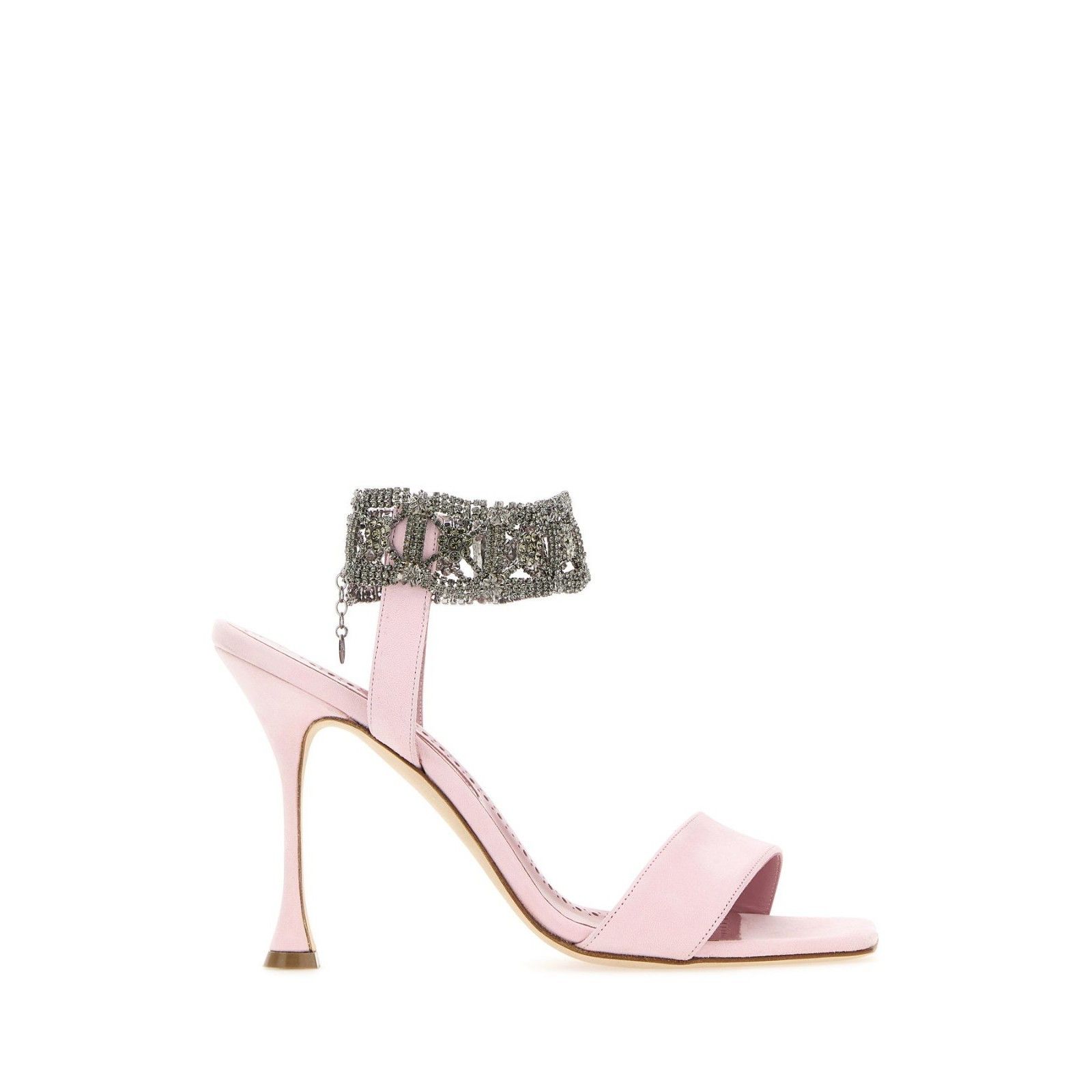 MANOLO BLAHNIK Lierasan Rhinestone Jewel Pink Suede 105mm He
