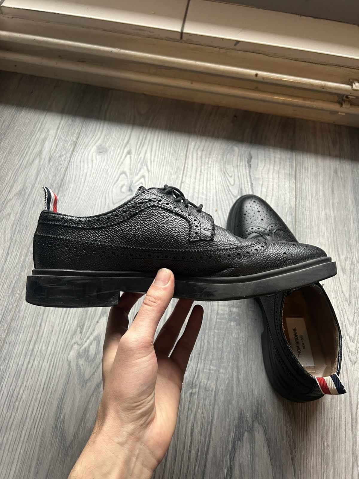 Thom Browne Black Wingtip Brogue Derby Shoes Size US 6.5 / EU 39-40 - 11 Thumbnail
